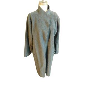 Eileen Fisher Size 1X Plus Size Charcoal Thick Wool Designer Coat